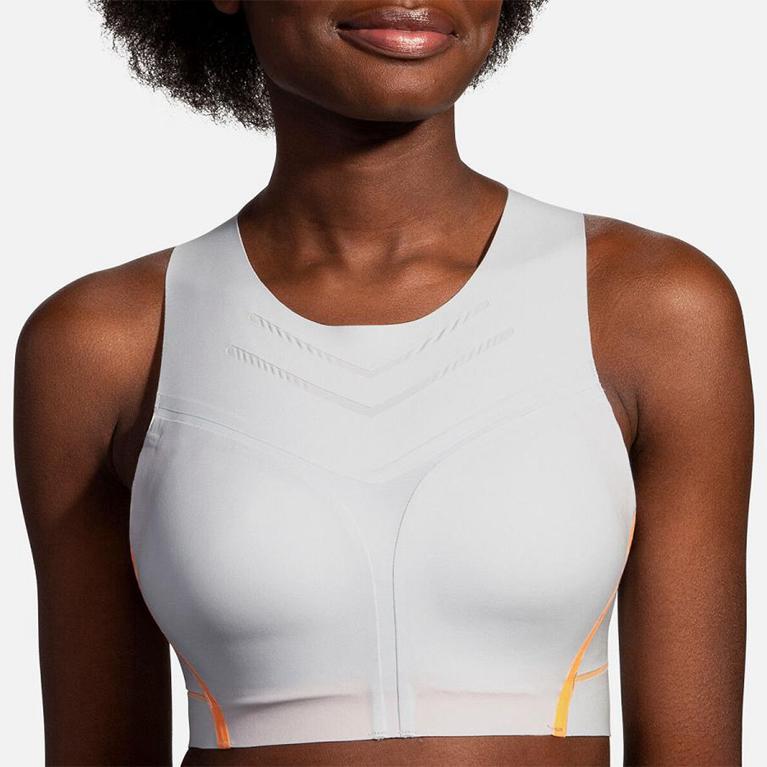 Brooks Womens Dare High-Neck Run Running Bra - White (829705-KMS)